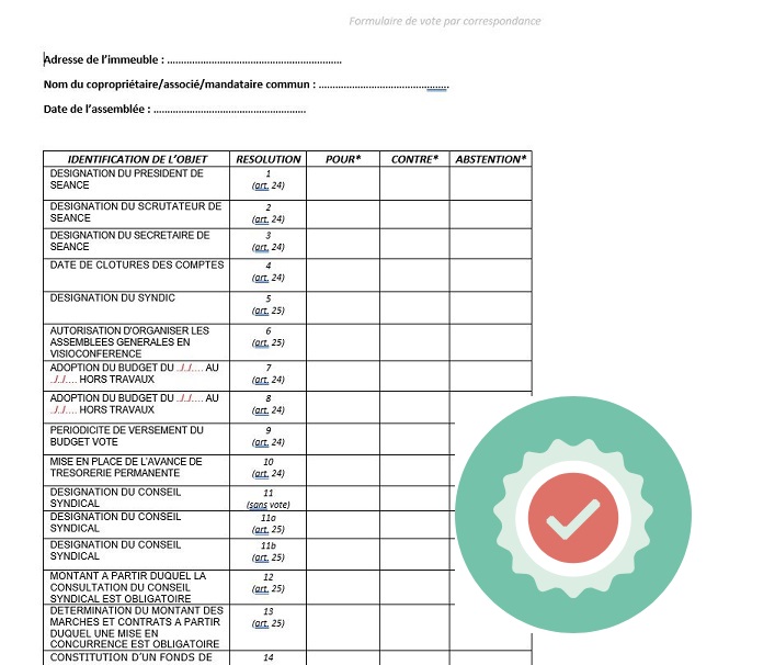 Préparer l’AG : Tableau de vote par correspondance