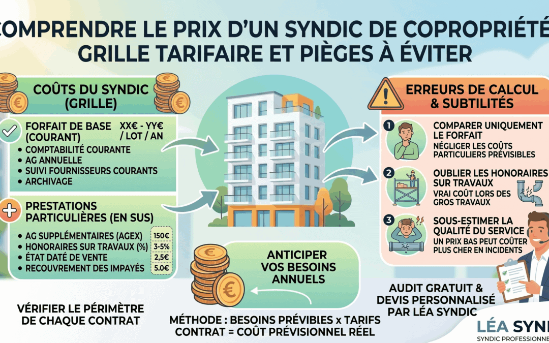 Prix d&rsquo;un syndic de copropriété : grille tarifaire et erreurs de calcul