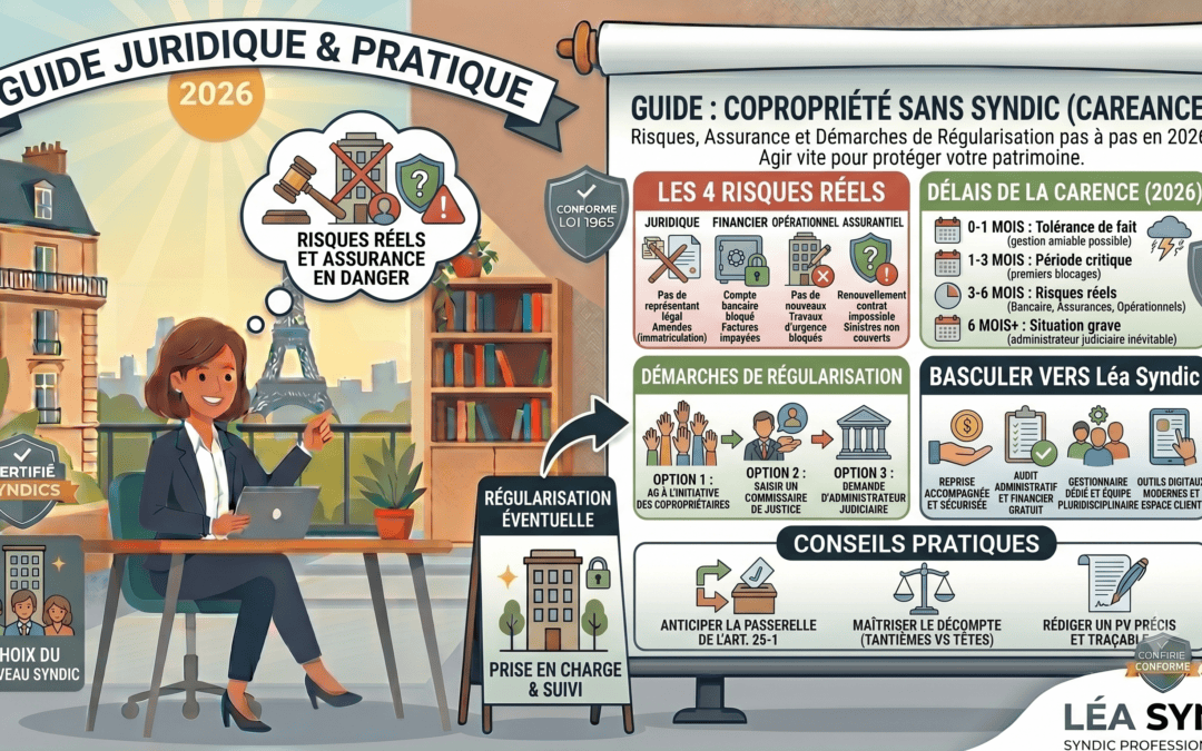 Copropriété sans syndic : risques réels, assurance et démarches de régularisation